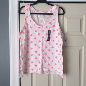NWT Gap Tank Top With Hot Pink Stars Size XXL